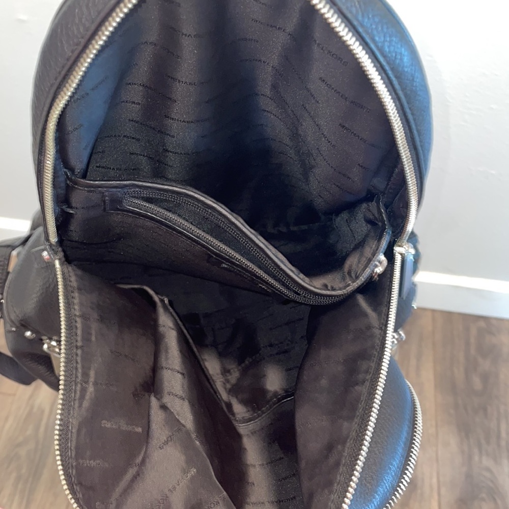 Michael Kors Rhea Black Leather Backpack - Picture 12 of 12